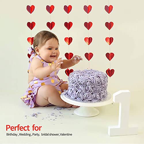 ToolBuddy 3D Heart Hanging Garland, 4 Pack Red Paper Wedding Bunting Banner for Wedding Wedding Valentine\'s Day Bridal Shower Party Decorations Home Room Ceiling Decor Wall Decals - 100 inch/Pack