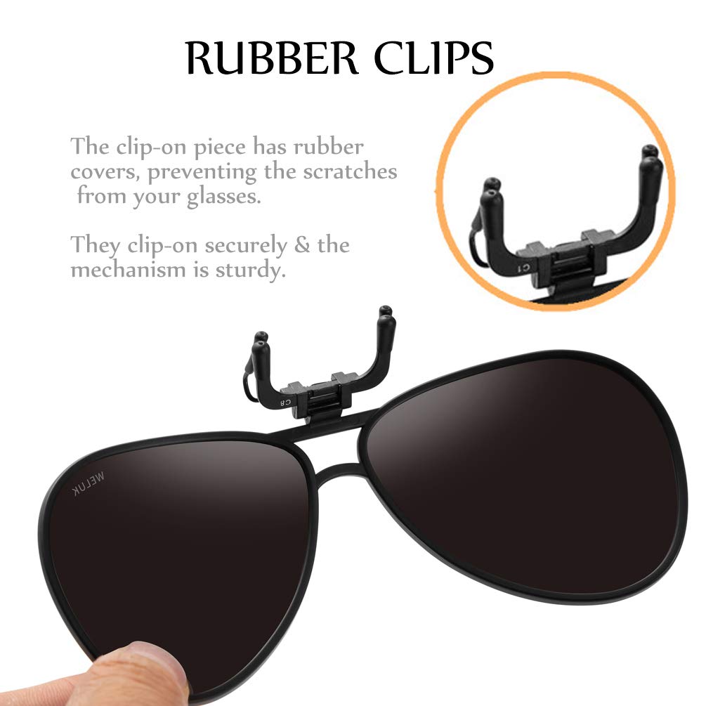 WELUK Polarized Clipon Flip up Sunglasses Aviator Style for