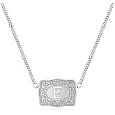 fomissky-sisa Mini Belt Buckle Necklace with Initial, Personalized Cow Tag Pendant Necklace Western Necklace for Women Silver Tone