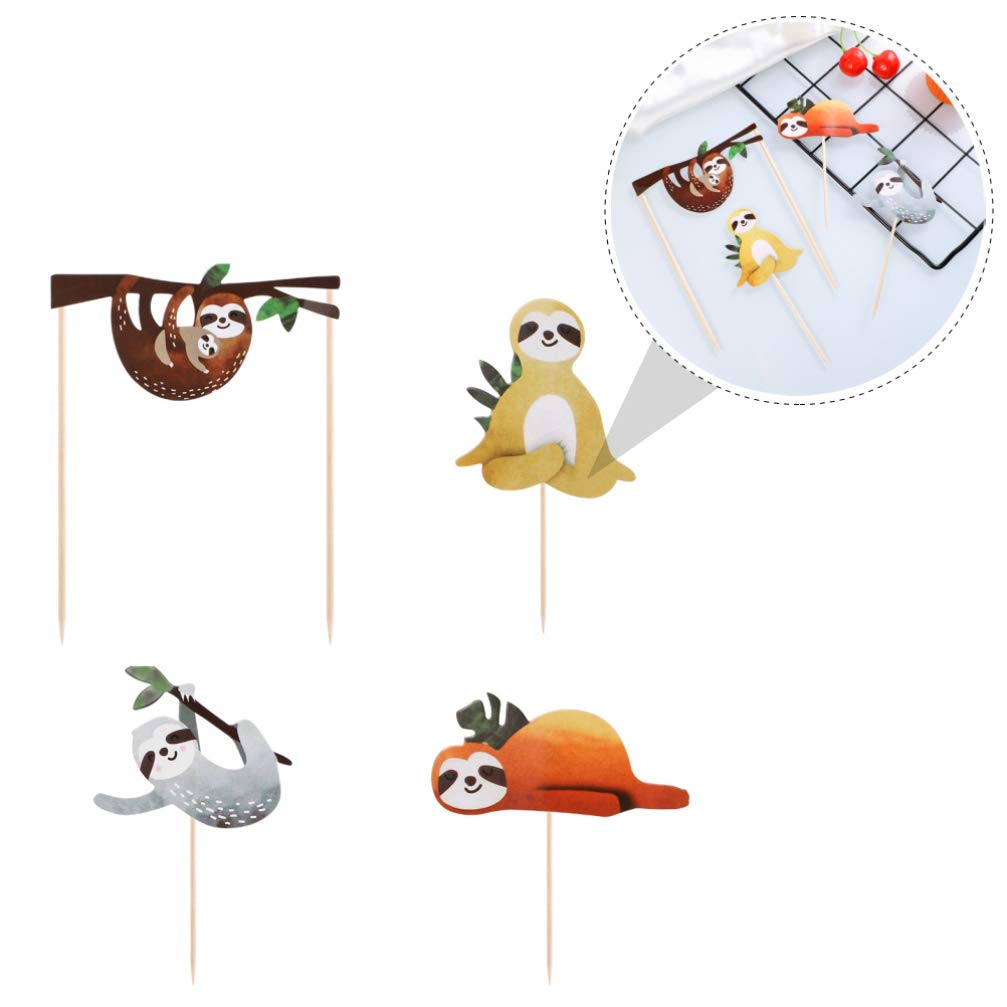 TOYANDONA 24 StüCk Faultier Deko Kuchen Topper Set - Niedliche Tortendekoration FüR Geburtstagsfeiern, Kinderpartys Und Festivals 8