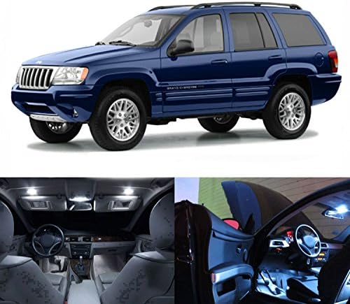 LED White Lights Interior Package Kit For Jeep Grand Cherokee 1999-2004 (10 pcs)