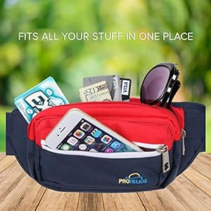 Fanny Pack for Men Women Waterproof Waist Bag for Outdoor Activity Traveling Hiking Biking Running Belt Pack for iPhone and Samsung with zippered pockets (Navy Blue)