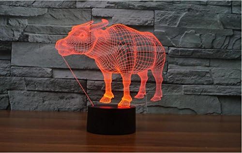 3D Buffalo lamp Night Light Table Desk Optical Illusion Lamps 7 Color Changing Lights Home Decoration Xmas Birthday Gift