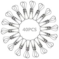 Ailifly 40Pcs 2.2Inch Multi-Purpose Stainless Steel Wire Clips,Cord Clothes Pins Clothesline Utility Clips,Hooks,Holders for Home/Office