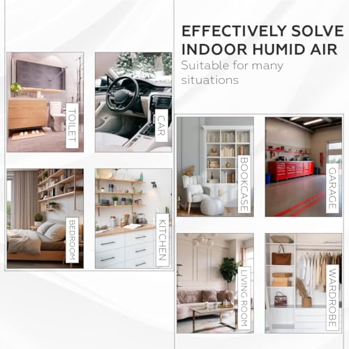 AMROAH 200ml x 12Pack Humidity Moisture Absorbers Bags Dehumidifier & Odor Eliminator with Activated Carbon, Absorber Moisture Containers for Home Bathroom Basement Closet Kitchen Wardrobe