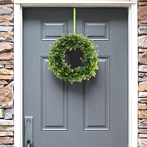 Nahuaa 17" Artificial Eucalyptus Front Door Wreath with Yellow Flowers Spring Farmhouse Garland Home Office Housewarming Gift Greenery Decor