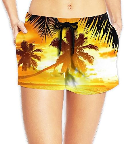 Sexy Hot Pants Women's Hispter Topical Plam Sunset Quick-dry Board Shorts Beach Shorts