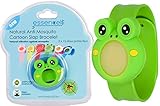 All Natural Mosquito Repellent Cartoon Slap Bracelet For Kids, Best Safe Bug & Insect Repellents By Essencell - DEET FREE, Waterproof, No Spray +2x Refills - Protection up to 30 days - Green Frog