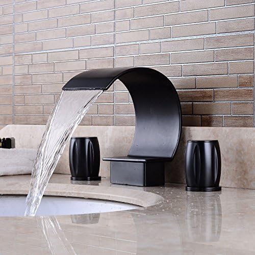 Hlluya Professional Sink Mixer Tap Kitchen Faucet Basin Faucet Black Ancient Basin Three Hole Faucet hot and Cold Double-Double-tap Bathroom Waterfall Faucet, Old, Black