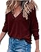Auxo Women's V Neck Top Long Sleeve Shirt Blouses Oversized Sweater Pullover Jumper