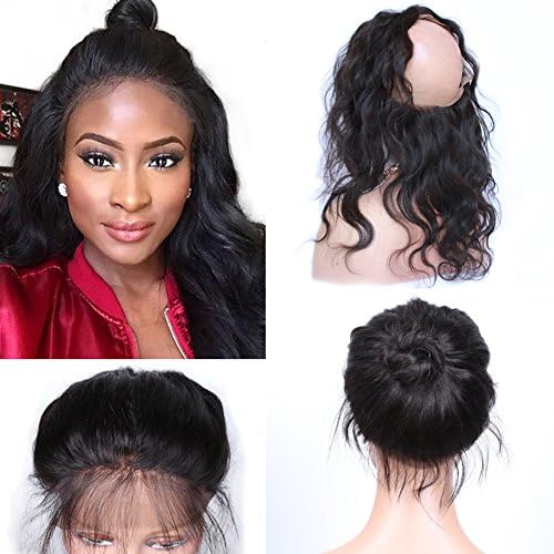 Mic Hair 360 Lace Frontal Band Body Wave Brazilian Virgin Human Hair Free Style Full Lace Frontal Closure For Black Women With Baby Hair (14 inch)