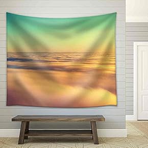 Amazing View from Plane on The Orange Sky, Sunset Sun and Clouds - Fabric Wall Tapestry Home Decor - 51x60 inches