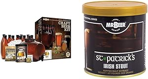 Mr. Beer Complete Beer Making 2 Gallon Starter Kit, Premium Gold Edition, Brown & Beer Irish Stout 2 Gallon Homebrewing Refill