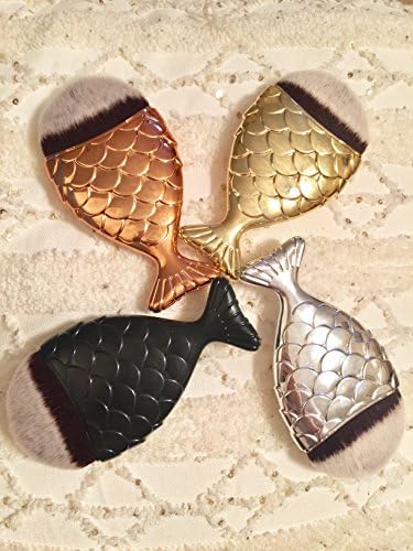 Set of 4 Chubby Mermaid Goldfish( silver-gold-black-rose gold) Foundation Makeup Brush for Contouring, foundation, blush, and applying liquid creams (Set of 4)