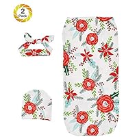 YWXJY Newborn Cocoon Swaddle Christmas Sleeping Bag Wrap Receiving Blanket Boy Girl with Headband and Hat, Newborn Photography, Swaddling, 2 Packs,B