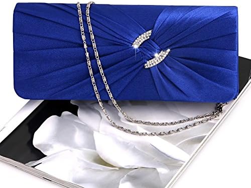 Mimgo Store Women's Bridal Shoulder Clutch Bag Bling Rhinestone Chain Evening Handbag Purse (Royal Blue)