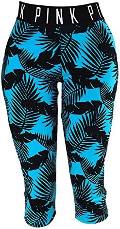 Victorias Secret PINK Tropical Teal Yoga Crop Pant (LARGE)