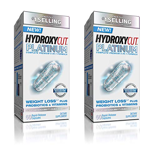 Hydroxycut Platinum Weight Loss Supplements Plus Active Probiotics & Vitamins, 60 Pills - 2 Pack