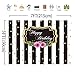 Allenjoy 7x5ft Geometric Black and White Stripes Theme Happy Fabulous Birthday Photography backdrops Golden dots Rose Flower Floral Party Decoration for Photography Photo Studio Props