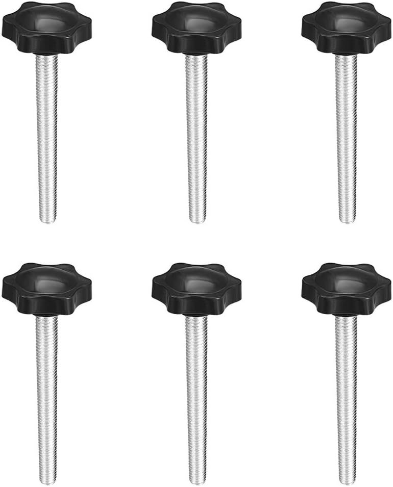 uxcell Clamping Screw Knob, 38mm Dia Plum Hex Shaped Grips Star Knob M8 x 70mm Male Thread, 6pcs, Silver, M8*70