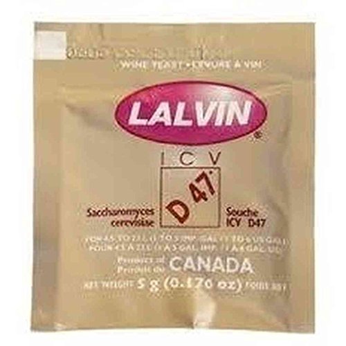 Lalvin D47 Yeast White and Blush Wines 5g Sachet Homebrew Wine Making 4.5L-23L
