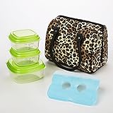Fit & Fresh Jackson Insulated Lunch Bag Kit with Reusable Containers Natural Leopard.