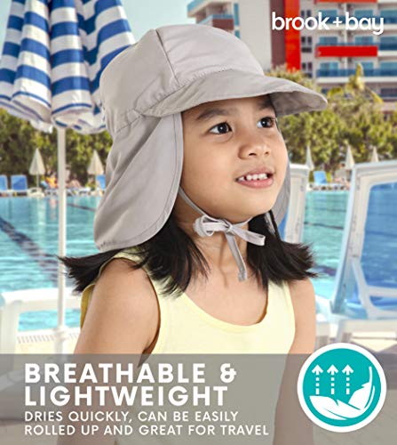 Kids Sun Hat for Boys & Girls - Toddler Beach Bucket Hats with UV Protection - UPF 50 Infant/Baby Flap Swim Cap Gray - Thumbnail 6