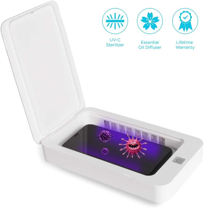 WIRELESS FUTURE CHARGER UV Phone Sanitizer, Portable Cell Phone Sterilizer, Phone Cleaner with Aromatherapy Function Disinfector, Dual UV Light Sterilizer, Sanitzier Box for Phone Toothbrush Jewelry