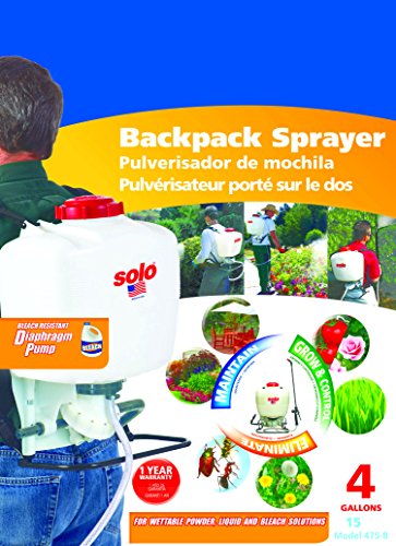 Solo 475-B Diaphragm Pump Backpack Sprayer, 4-Gallon, Bleach Resistant Pump Assembly