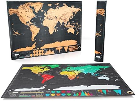 Scratch Off World Map, Scratch Off Places You Travelled, Great Travel Gift for Travelers, Travel Tracker World Map with USA States and World Countries and Travelling E-Book