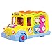 SGILE Activity Musical School Bus Xmas Gift Toy with Omni-directional Auto-Sensing Wheel, Multiple Games Light and Various Animal Sounds