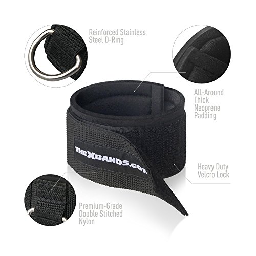 The x Bands Ankle Straps for Gym Cable Machine and Resistance Bands by 2 Padded Fitness Cuffs for Men and Women - Best for Exercise Equipment, Booty Bands, Weight Lifting, Leg Workout, Glutes, Quads