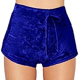 Forart Women's High Waist Casual Soft Drawstring Velvet Club Shorts