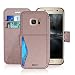 Samsung Galaxy S 7 Leather Wallet Case with Credit Cards Slot and Metal Magnetic Clip, TAKEN Galaxy S7 Plastic Flip Case / Cover, Vintage and Fashion, Durable and Shockproof Holster (Rose Gold) 2016