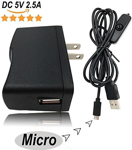 Haitronic 5V 2.5A(100% adequately 2.5A) power supply wall charger for Raspberry pi 3, also Raspberry pi Zero, 2B, 3B, and Zero W,(FCC, CE, ROSH)