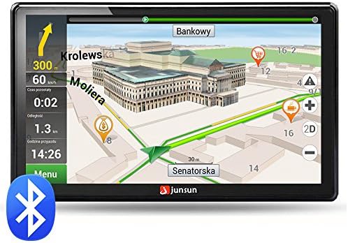 junsun 7-Inch Portable Bluetooth Vehicle GPS 256MB RAM 8GB ROM SAT NAV System Navigator with Lifetime Maps