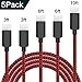 WUXIAN USB Type C Cable 5-Pack(3/3/6/610ft) USB C Cable Nylon Braided Long Cord USB Type A to C Fast Charger for Macbook, LG G6 V20 G5,Google Pixel, Nexus 6P 5X, Samsung Galaxy S8+(Black&Red)