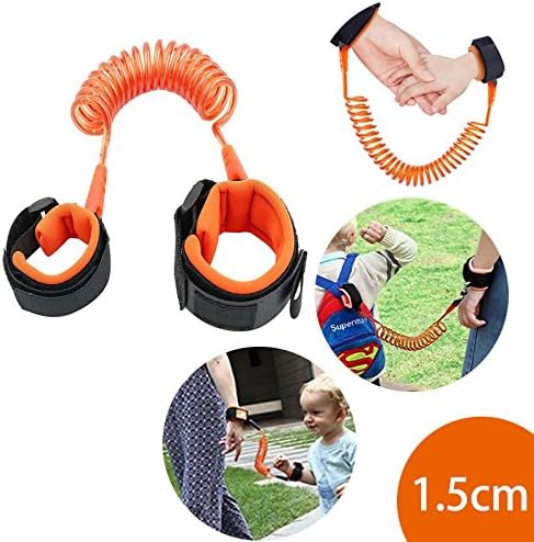 KPACO Baby Child Anti Lost Safety Wrist Link Harness Strap Safe Skin Friendly Rope Leash Walking Hand Belt Band Wristband Wrist Link for Toddlers, Babies and Kids (1.5m/4.9ft Orange)