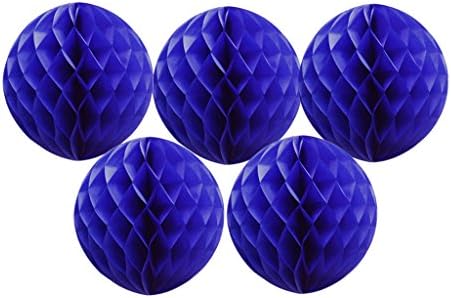 5pack Tissue Paper Pompoms Honeycomb Ball Lantern Flower For Wedding Party Decorations Royal Blue 12"