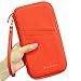 Passport Holder Pouch and Travel Wallet with Removable Wristlet Strap Orange