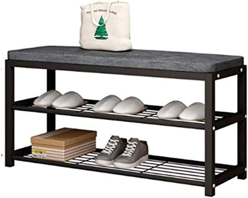 HFREOI Metal Shoe Bench with Padded Storage