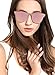 Mirrored Sunglasses for Women Men, Rimless Metal Frame with Sunglasses Case 3576 (PINK)