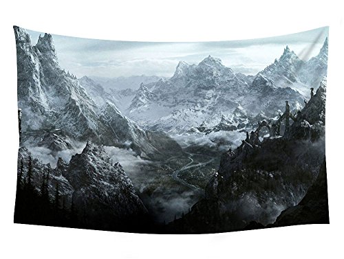 PUPBEAMO PRINTS Skyrim Mountain - Wall Tapestry Art For Home Decor Wall Hanging Tapestry 60x40 Inches