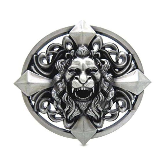 MASOP-Retro-Keltic-Cross-Skull-Lion-Head-Heavy-Belt-Buckle-Gothic-Western-Silver