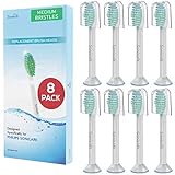 Sonisoft Sonicare Toothbrush Heads (8 Pack) Replacement Head for Philips Sonicare ProResults - Fits Plaque Control, Gum Health, DiamondClean, Flexcare, EasyClean, and HealthyWhite