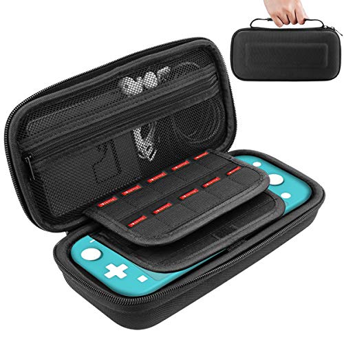 Switch Carrying Case for Nintendo Switch Lite with 20 Games Cartridges Hard Shell Portable Travel Carry Case Pouch for Switch Lite Console Pro Controller & Accessories (Black)