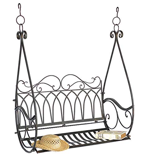 GXK Hängebank Metall Braun Wetterfest Schaukel Gondel Hängesessel 2Sitzer Eisen – Bild 3