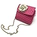 Elesa Miracle Kids Girl Quilted Leather Crossbody Handbag Purse, Chain Bag Little Girl Metal Chain Strap Bag (Hot pink with White Flower)