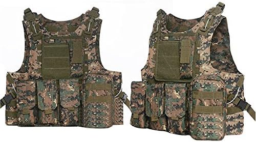 sijueam Adjustable Tactical Military Combat Vest Heavy Duty CS Protection Clothes Jacket with Multiple Pockets + Removable Velcro Strap