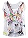 futurino Women's Bunny Easter Print Crewneck Short Sleeve T-Shirt top